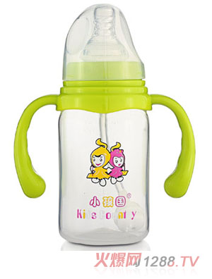 小孩國標(biāo)口奶瓶直身PP奶瓶120ML青色