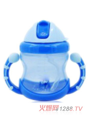 陽光兔210ML滑蓋訓練吸管杯藍色