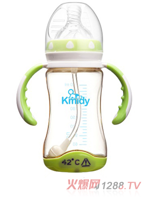 可米迪PPSU感溫自動(dòng)奶瓶260ml綠