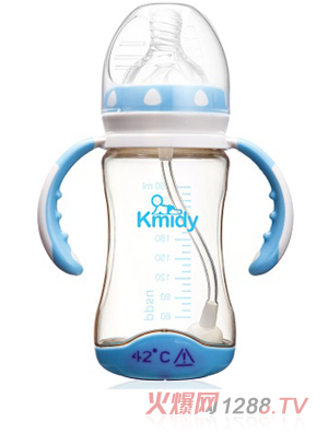 可米迪PPSU感溫自動(dòng)奶瓶260ml藍(lán)