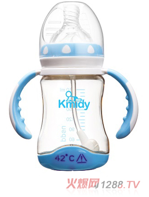 可米迪PPSU感溫自動(dòng)奶瓶210ml藍(lán)