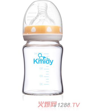 可米迪晶鉆玻璃奶瓶150ml橙色