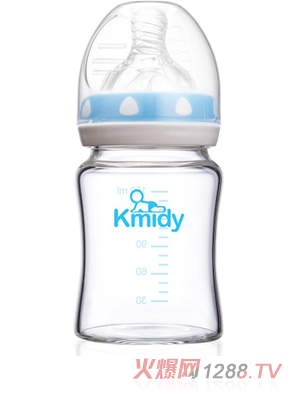 可米迪晶鉆玻璃奶瓶150ml藍(lán)色