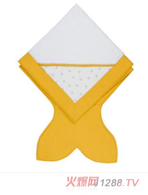 西班牙baby bites嬰兒純棉斗篷帶帽浴巾 黃色