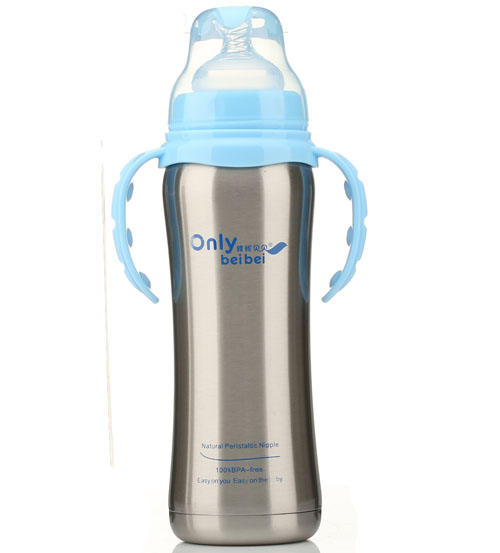 唯昵貝貝寬口保溫奶瓶300ml藍(lán)色